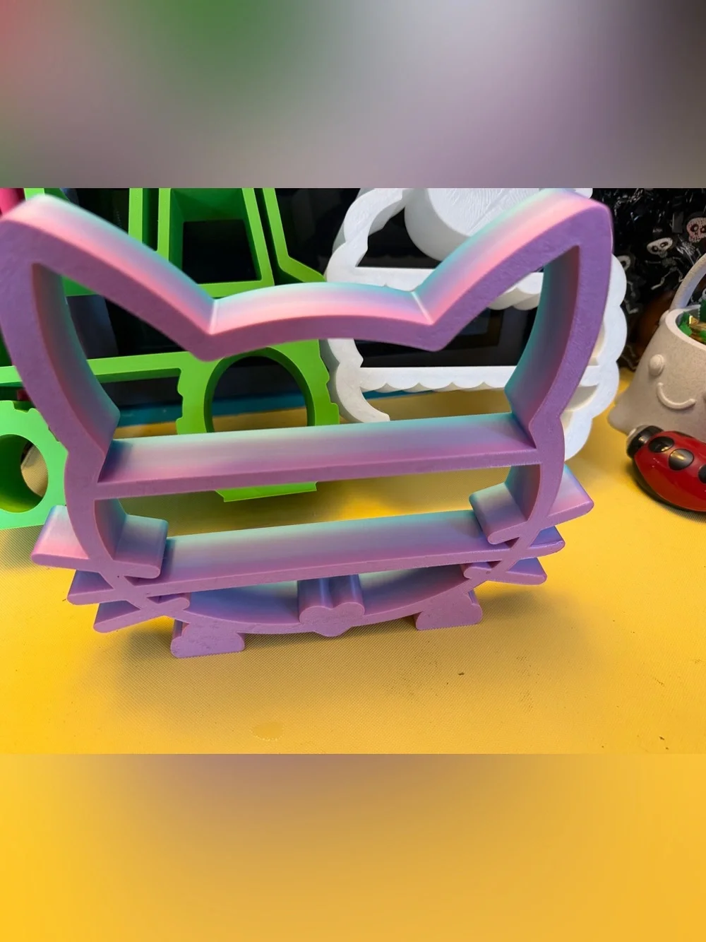 Pastel colored Cat-Shaped miniature wall or table top display shelf! New!